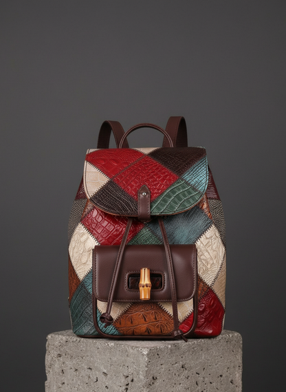 Women's Drawstring Leather Backpack
