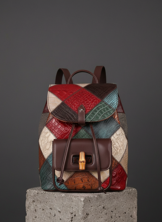 Women's Drawstring Leather Backpack