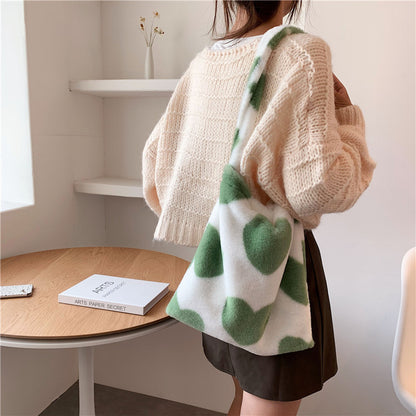 Love Heart Schulter Winter Plüsch Taschen für Damen