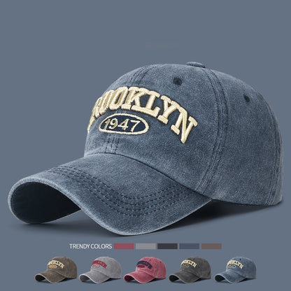 Gorra con visera bordada con letras lavadas retro para hombre, con protección solar para primavera y verano