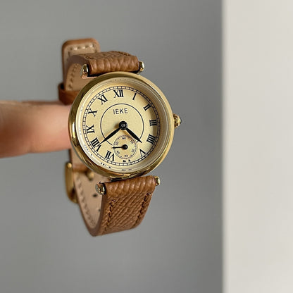 Reloj de mujer exquisito con correa de acero dorado de alta calidad