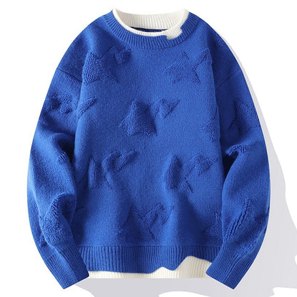 Suéter de cuello redondo de otoño e invierno, prendas de punto para hombre, tallas grandes