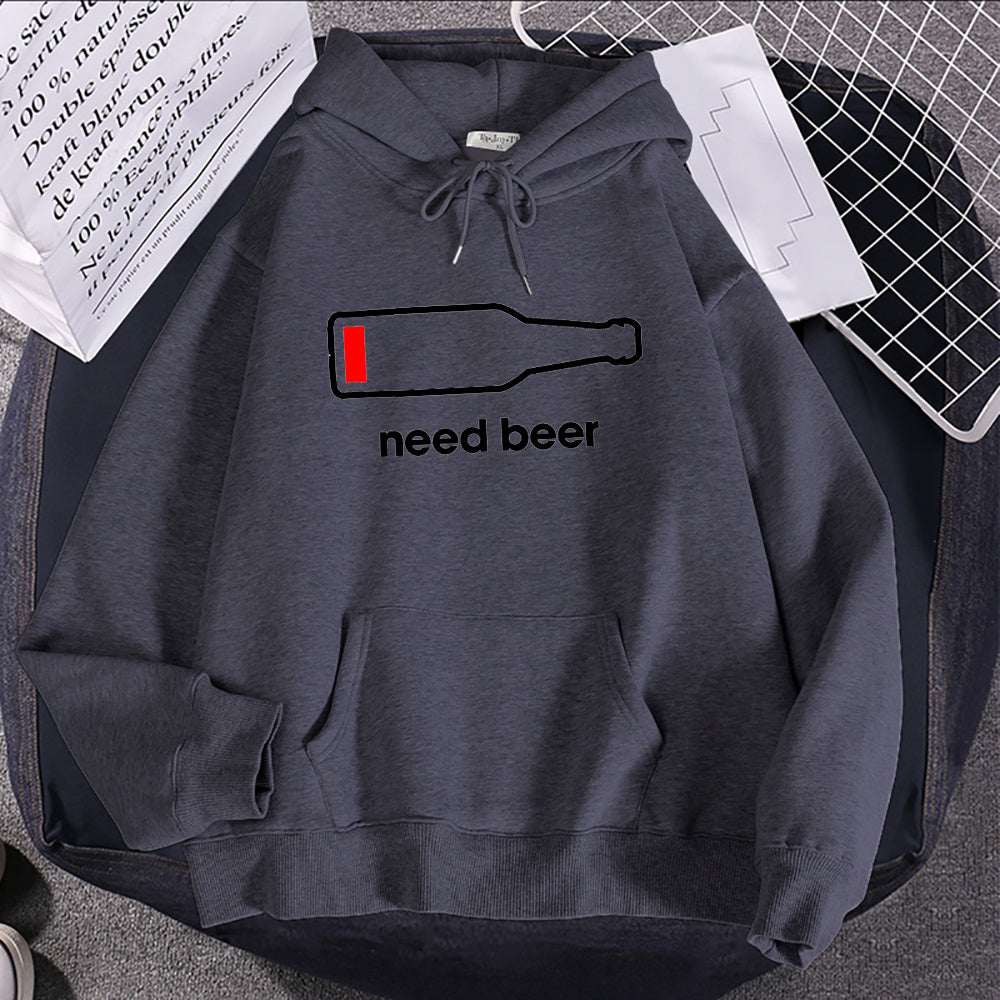 Breathable Casual Women's Hoodie Sweatshirt With Beer Print