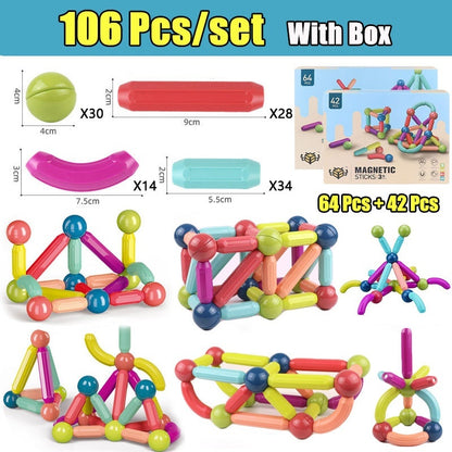 Große Größe DIY Magnetische Bau Set Frühen Lernen Konstruktor Vielzahl Magnetische Stange Bausteine ​​Für Kinder Spielzeug Geschenk