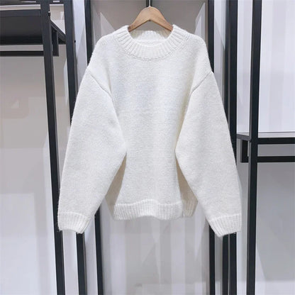 Bequemer und lässiger Strickpullover für Damen mit bedruckten Langarm-Rundhalsausschnitt