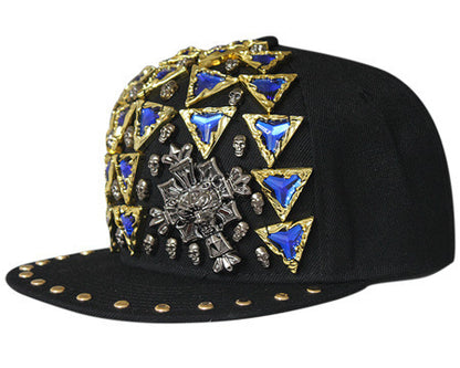 Sombrero estilo Harajuku europeo y americano con remaches de calavera cruzada