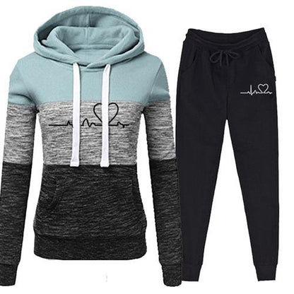 Conjunto deportivo informal de dos piezas para mujer, sudadera con capucha