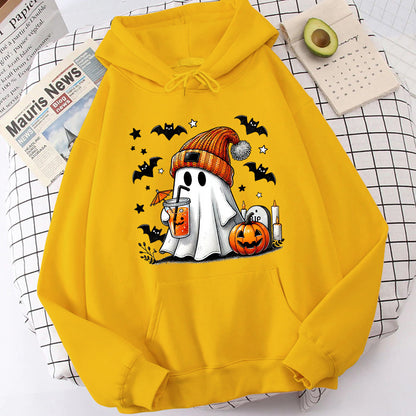 Sudadera con capucha de murciélago, calabaza y fantasma de Halloween para mujer
