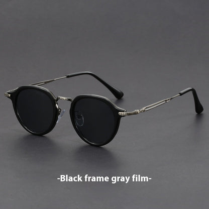 Gafas de sol con montura circular de metal y protección UV para hombres y mujeres.