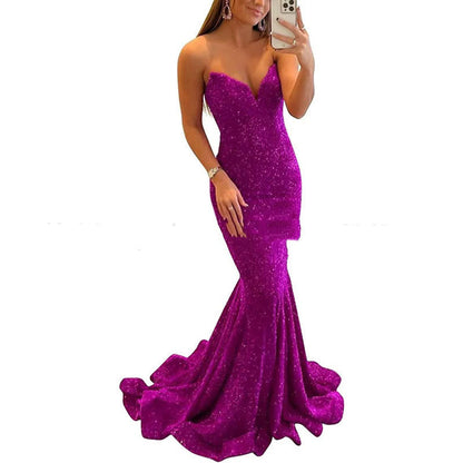 Pailletten-Abendkleider für Frauen, formelle, sexy, lange Abschlussball-Partykleider