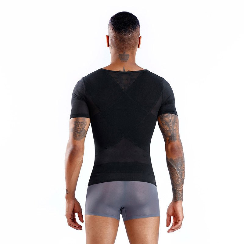 Summer Men's Corset Shapewear For Abdomen, Tight - fitting, Fitness Corset, Invisible Short - sleeved Shapewear - BAGMODA