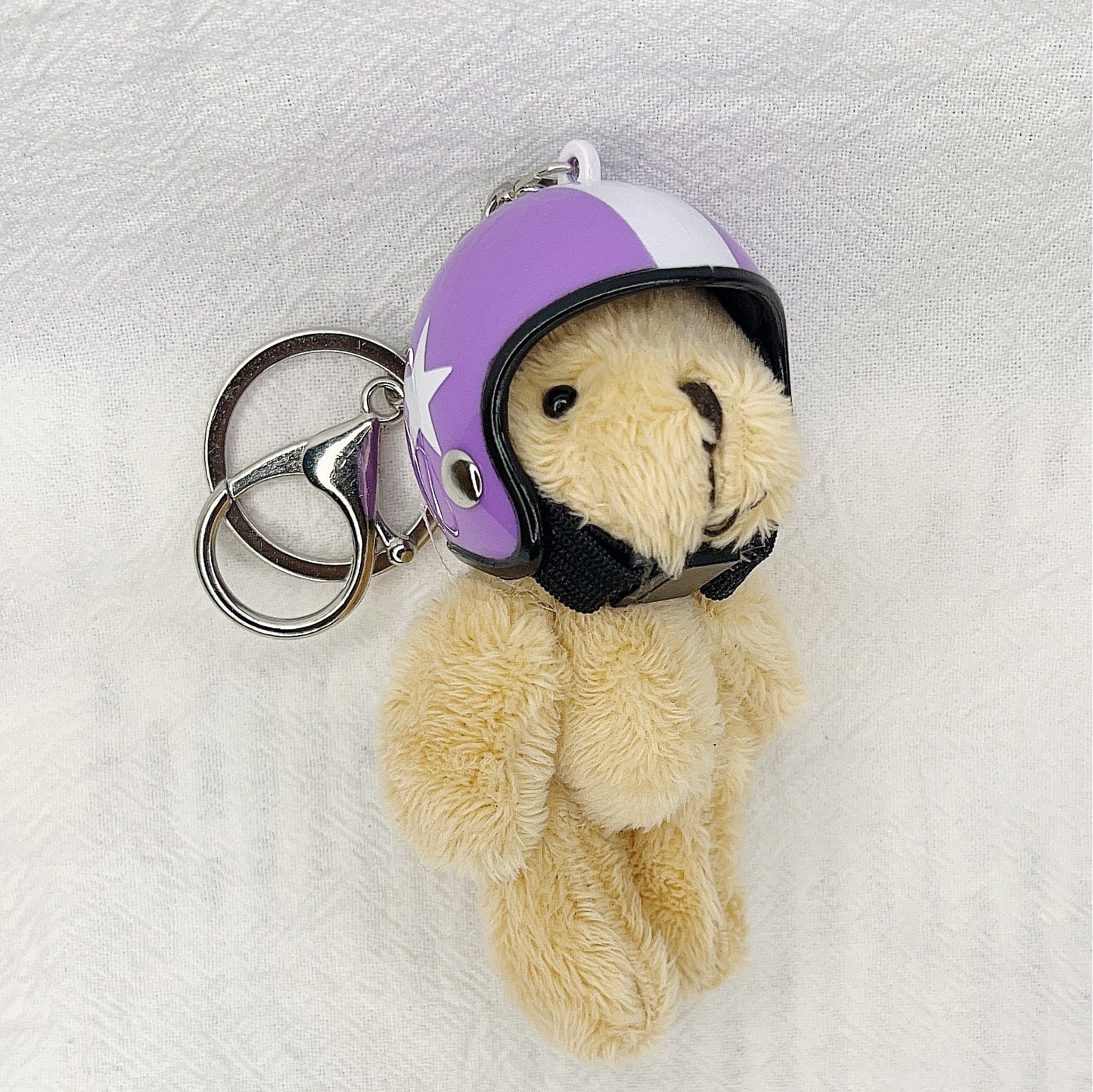 South Korea Ins Cute Motorcycle Helmet Bear Pendant Plush Key Chain