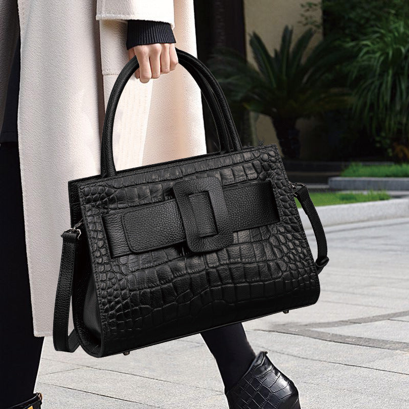 Bolso bandolera portátil de cuero para mujer, bolso de hombro a juego.