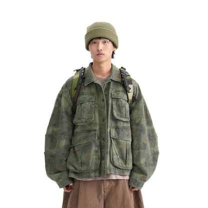 Chaqueta de trabajo con estampado de camuflaje tie-dye para hombre