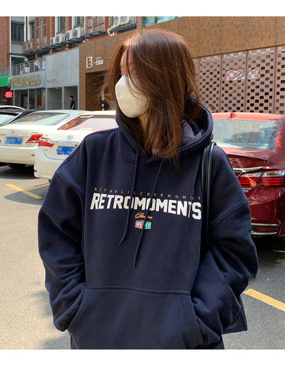 Sudadera con capucha acolchada de terciopelo para mujer