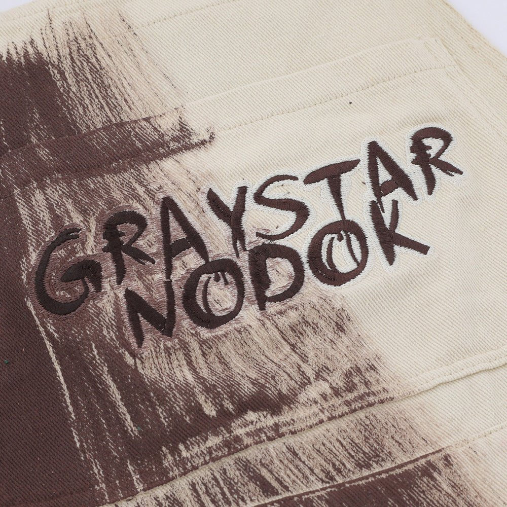Painting Graffiti Denim Suspender Pants Men - BAGMODA
