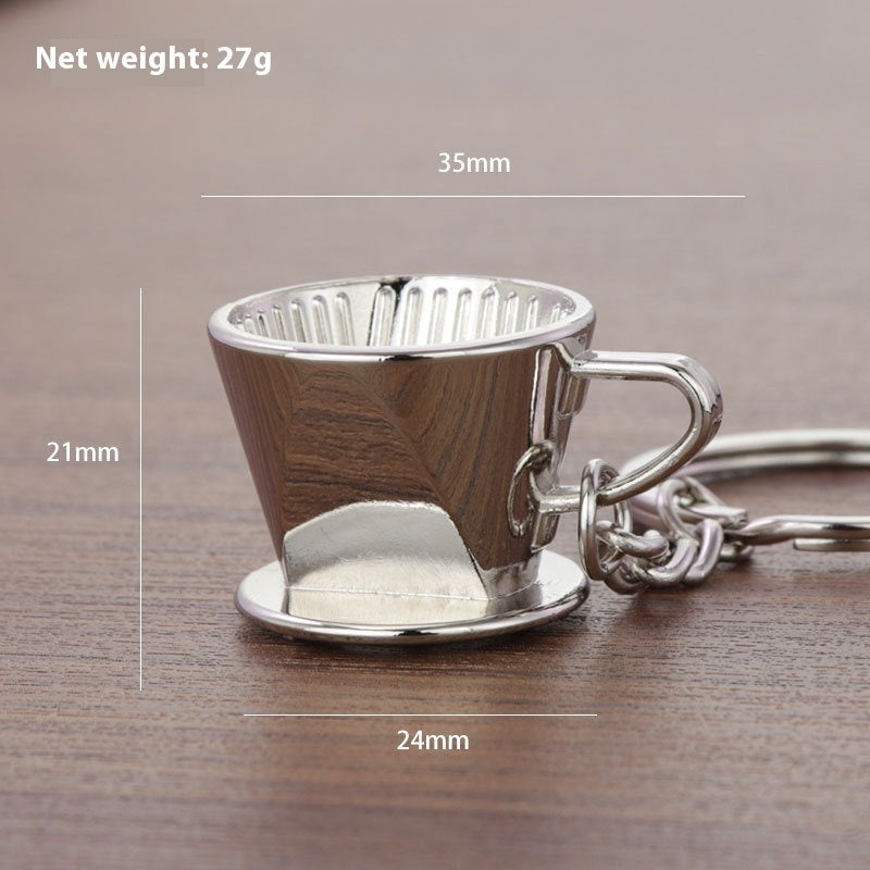 3D Coffee Keychain Metal Car Key Pendant