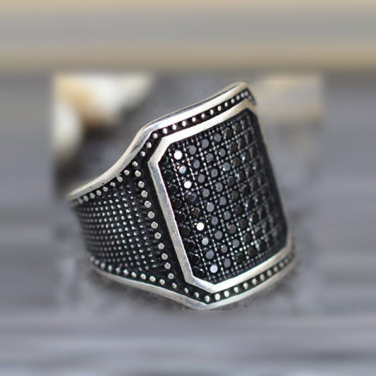 Copper Inlaid Zircon Ring European And American