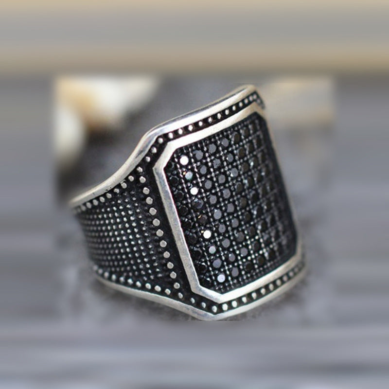 Copper Inlaid Zircon Ring European And American