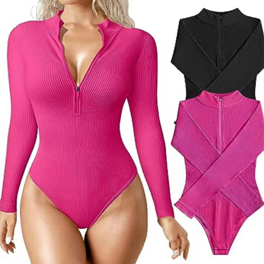 Mono de manga larga de moda sin costuras, moldeador adelgazante para mujer