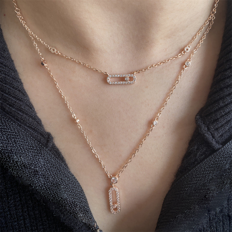 Hollow Oval Pin Necklace Women's High-grade Fashion Commuter Clavicle Chain