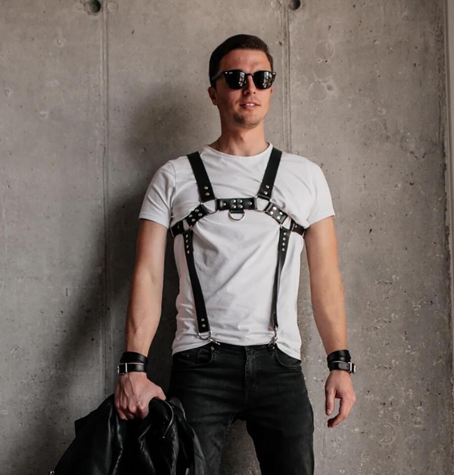 Men's Leather Shapewear PU Suspenders - BAGMODA