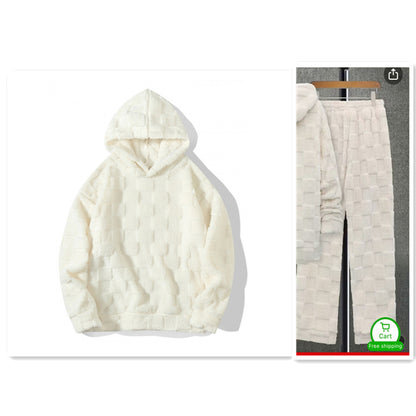 European Size Large Plaid Hooded Loose Sweater