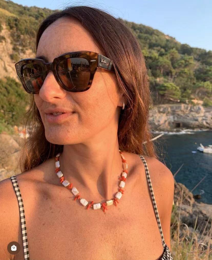Red New Style Gravel Clavicle Chain Freshwater Pearl Necklace For Women