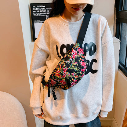 Big Flower Western Style All-matching Waist Bag