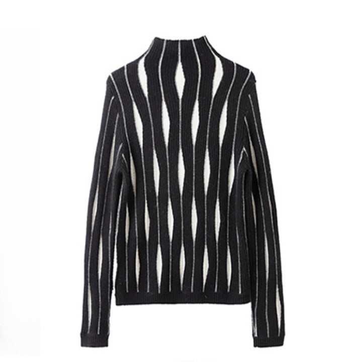Knitwear Women's Half Turtleneck Loose Multicolor Pullover Thick Sweater