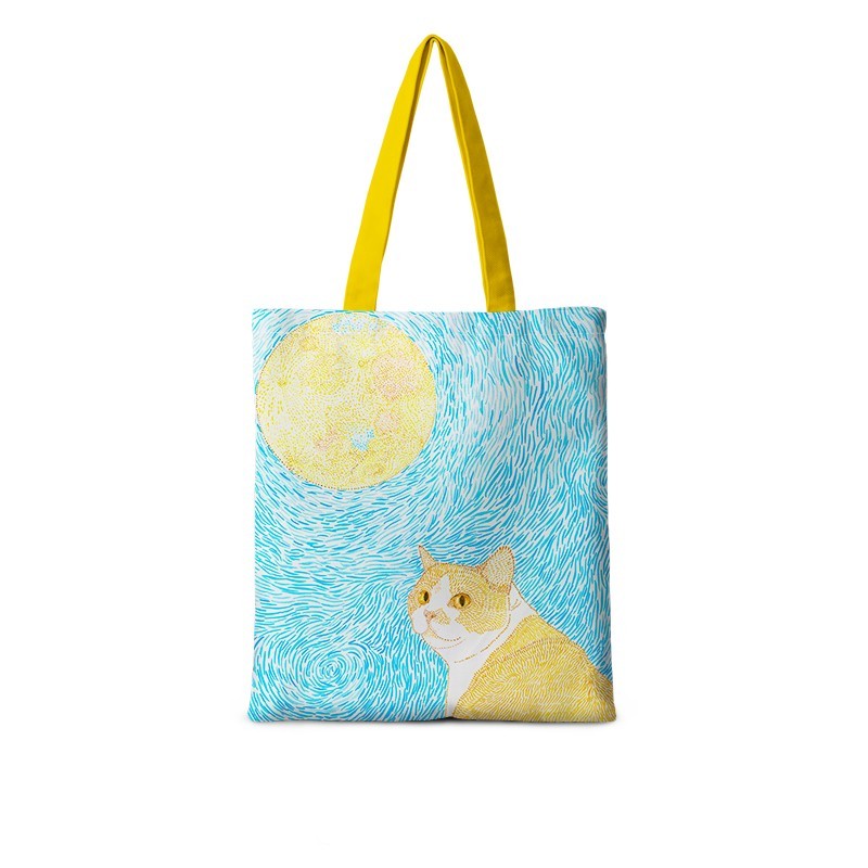 Cat Illustration Canvas Bag