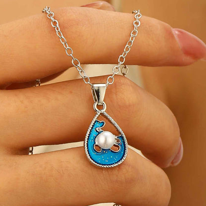 Collar con colgante de gota de agua azul HAILANG Sun para mujer