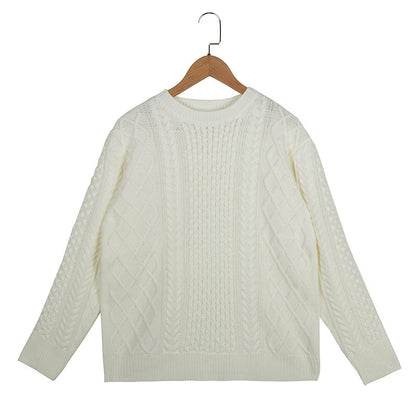Knitwear Top Solid Color Retro Twisted Flower Sweater