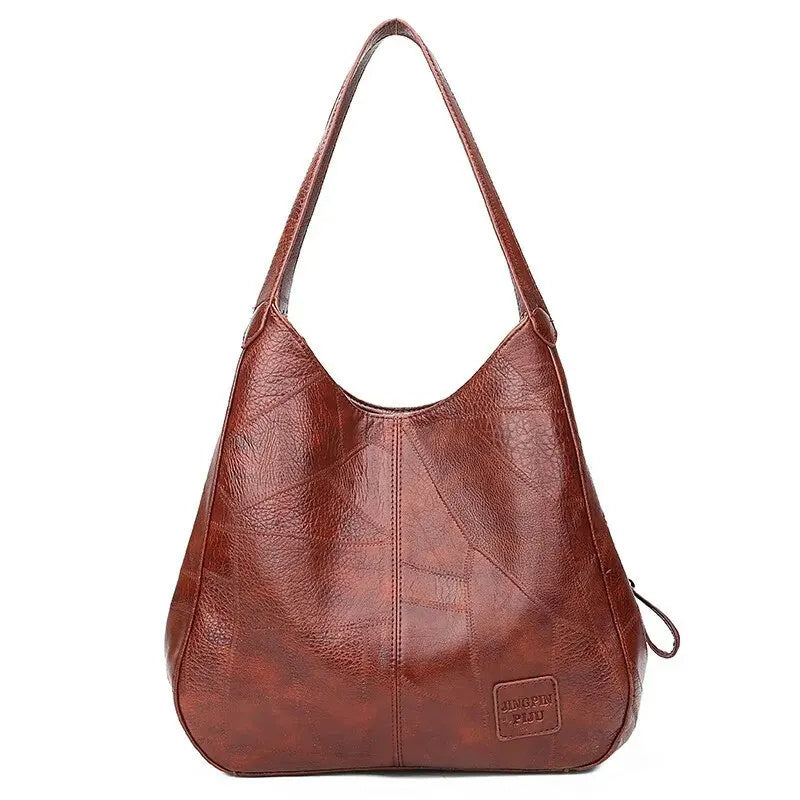 Vintage Leather Marble Grain Shoulder Bag