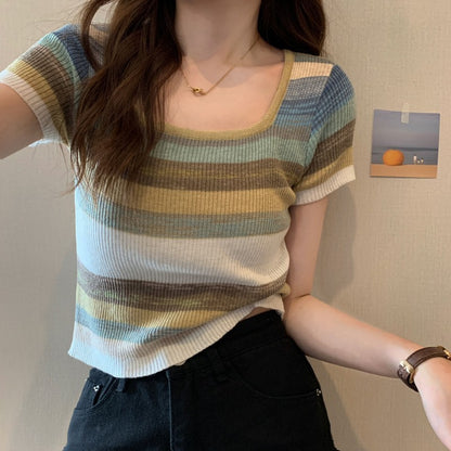 Camiseta de manga corta de punto para mujer