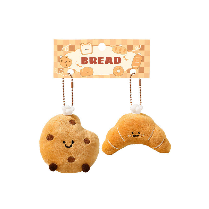 Cute Bread Match Car Keychain Pendant Small Gift Plush Doll Schoolbag Pendant Chain