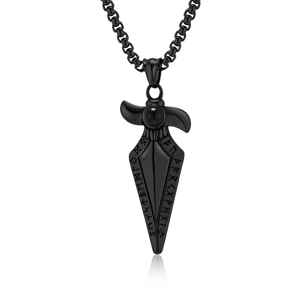 Nordic Retro Viking Text Stainless Steel Necklace