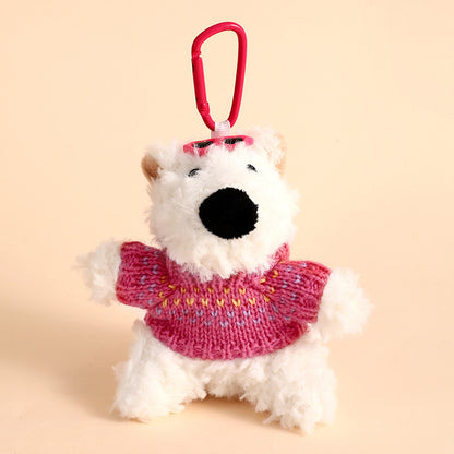 Llavero creativo de cachorro de West Highland de peluche con dibujos animados