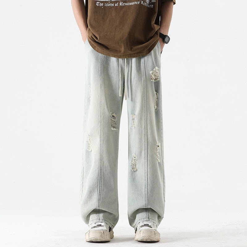 Fashion Men Loose Drawstring Straight - leg Pants - BAGMODA