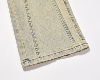 RO Style Wide Leg Patchwork Cargo Pants Jeans Men - BAGMODA
