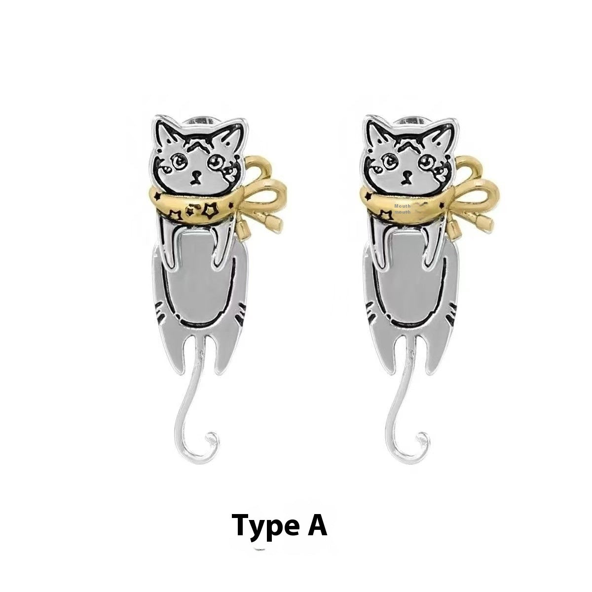 Graffiti Cat Earrings Original Niche Sweet Cool