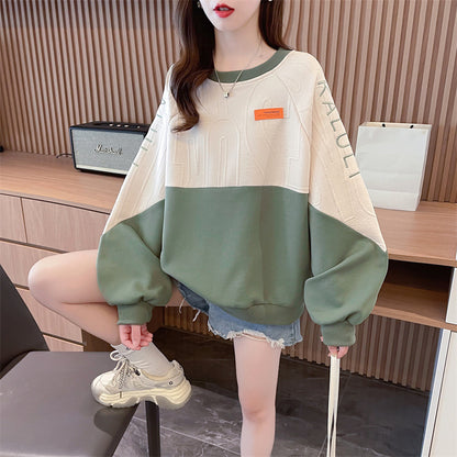 American Retro Kontrastfarbenes Sweatshirt Damen