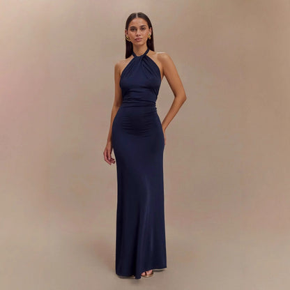Vestido ajustado con cuello halter para mujer, sexy, sin espalda, ajustado, con cintura adelgazante, para fiesta de graduación y club.