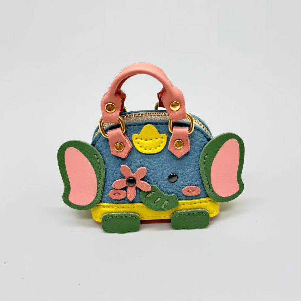 Mini Lychee Pattern Elephant Coin Purse Earphone Bag Keychain Pendant