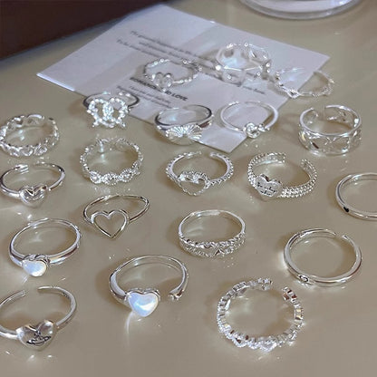 Anillo ajustable con forma de corazón para mujer