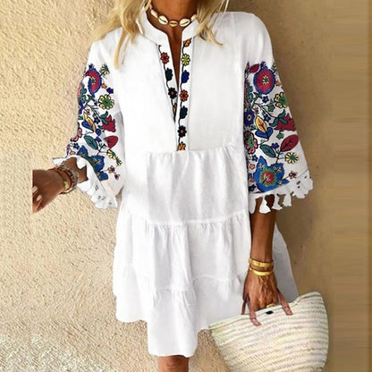 Vestido de verano elástico para mujer, vintage, bonito, elegante, floral.