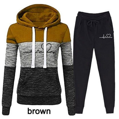 Conjunto deportivo informal de dos piezas para mujer, sudadera con capucha
