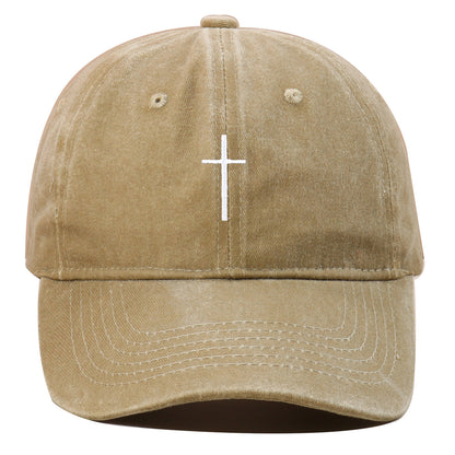 Gorra de béisbol con visera bordada en cruz y letras para el sol