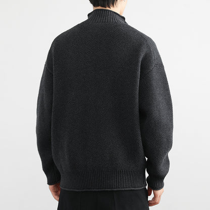 Chaqueta de punto con cremallera y cuello alto de alta gama, color liso