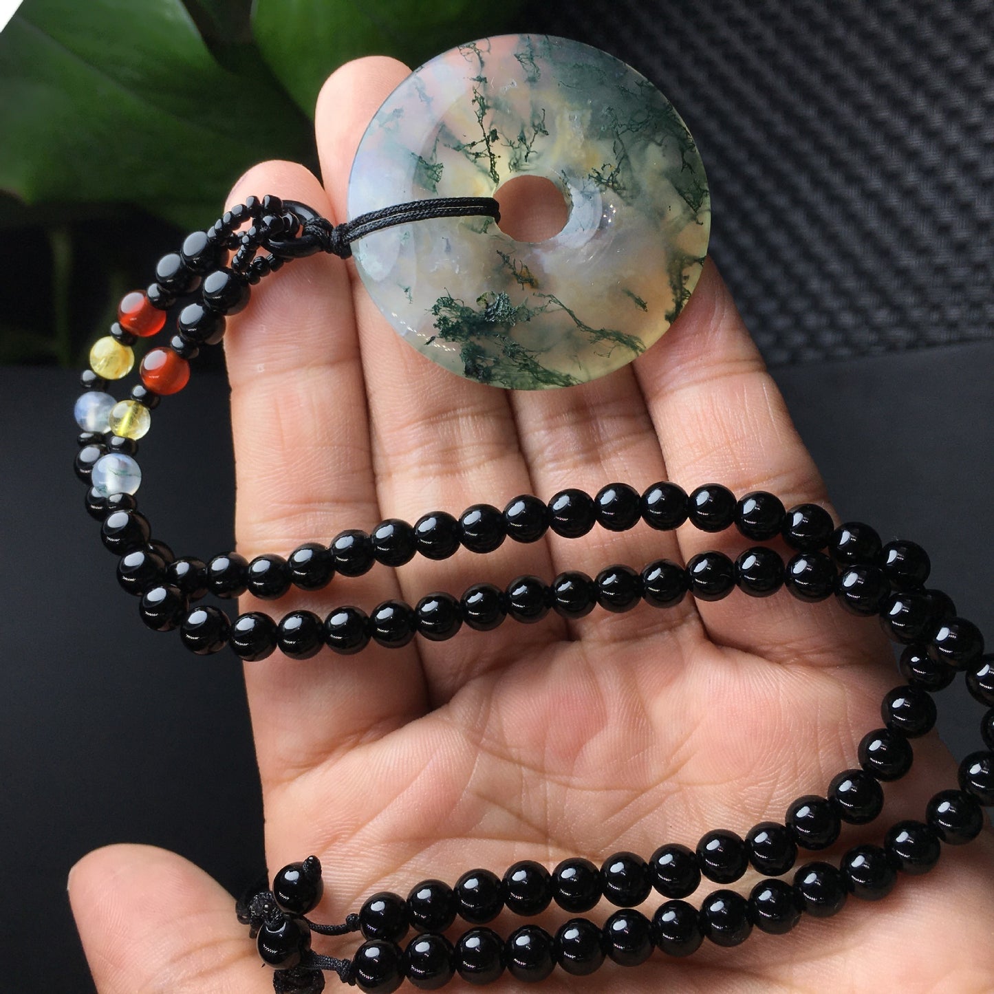 Natural Water Plants Agate Safety Buckle Pendant